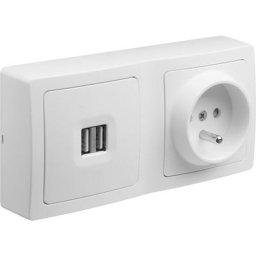 Debflex - blok duo prise usb double 2,1A + prise de courant 2P+T blanc - 746823