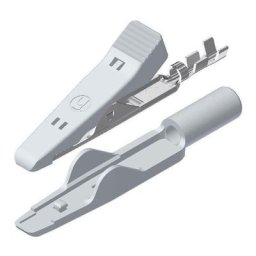 Pince crocodile miniature 8 A blanc SKS Hirschmann 930318107 Plage de serrage (max.): 4 mm