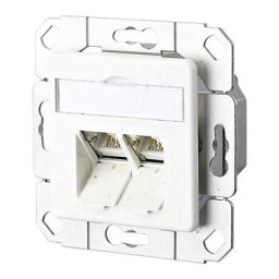 Prise réseau encastré insert avec plaque centrale cat 6a 2 ports Metz Connect 130C381102-I blanc pur