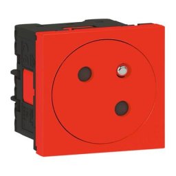 Legrand - Prise de courant surface 2P+T mosaic 2 modules rouge 077118L