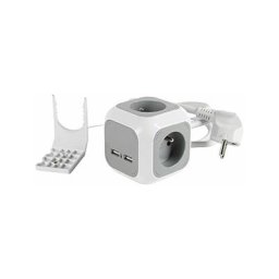 Bloc cube gris 4 prises16a et 2 ports usb. 3g1 mm² - 487469 - Expert-line