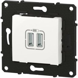 Double chargeur USB Altège 2400 mA - Neige - Bticino