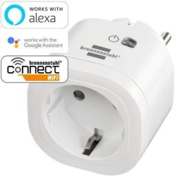 Brennenstuhl - connect wa 3000 prise wi-fi intelligente compatible avec alexa et google assistant,