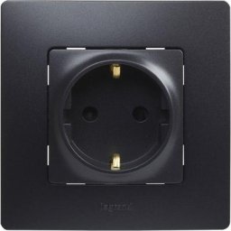 Legrand - Prise 396492 en noir. Fiche ou prise murale 2P+T de la gamme monobloc Niloé, mécanisme