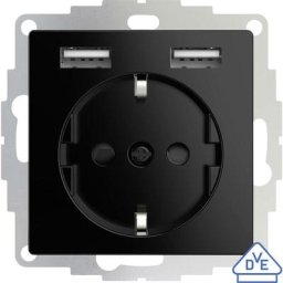 2USB 2U-449313 Prise de courant encastrable norme VDE, avec USB, sécurité enfants IP20 noir X055571