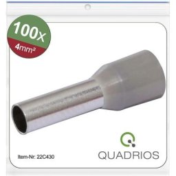 Quadrios - 22C430 Embout simple d'extrémité de câble 4 mm² partiellement isolé gris 1 set X572372
