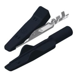 Pince crocodile miniature 8 a noir Sks Hirschmann 930318100 Plage de serrage (max.): 4 mm Longueur: