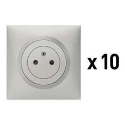 Legrand - Lot de 10 x 2P+T Affleurante avec terre Dooxie - Aluminium - Griffes vendues séparement