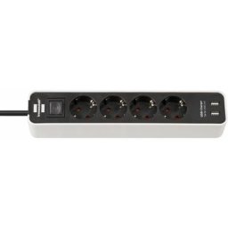 Brennenstuhl - ecolor bande de puissance avec du blanc / noir chargeur usb de 4 fois 1,5 m H05VV-F
