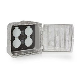 Waldbeck - Power Rock Twilight 5 multiprise de jardin 4 prises IP44 capteur crépusculaire 5 m - Gris