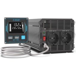 EDECOA Convertisseur 12v 220v Pur Sinus 2000w télécommande 2X USB et écran pour Panneau Solaire