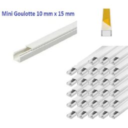 Ame Distribution - 28 m Mini Goulotte moulure électrique pvc 15 mm x 10 mm Blanc -Autocollante