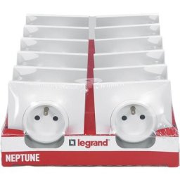 Legrand - Lot de 12 prises de courant avec terre Neptune - Blanc
