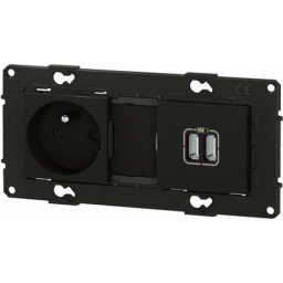 Legrand - Prise de courant 2P+T + Prise Double chargeur usb - 2400 mA - Nuit - Bticino