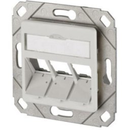 Metz Connect - Prise réseau encastré insert avec plaque centrale 3 ports blanc pur (ral 9010)