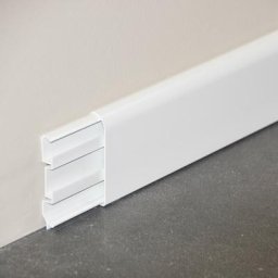 Mon Marché Déco - Plinthe Passe-Câble pvc 80 mm - Blanc - à l'unité - 1 m - Décor