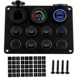 Panneau Interrupteurs à Bascule 12-24V Double Chargeur usb Prise avec Voltmètre à led Rocker Switch