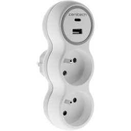 Biplite 16A et deux chargeurs usb a+c (Blanc et Gris)