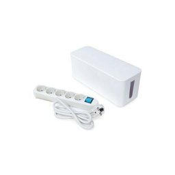 Bloc multiprise avec boîte de rangement - 5 prises - câble de 1.5 m - blanc - terre allemande