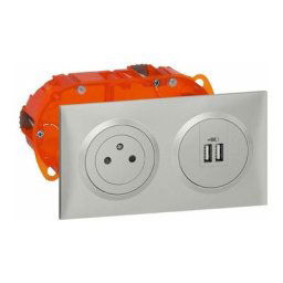 Legrand - Dooxie Kit Double usb + 2P+T précâblés encastre Aluminium