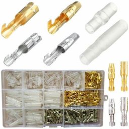Laiton Bullet Connecteurs Kit,400Pcs 3.9Mm Bullet Terminal Connecteur Male Et Femelle Avec Manchons