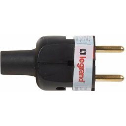 Legrand - Fiche mâle - Sans terre - Caoutchouc - 2P - 16A - Noir