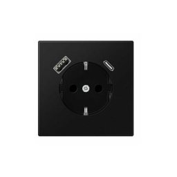 Fiche Schuko® avec usb Type ac Série ls Noir Mat