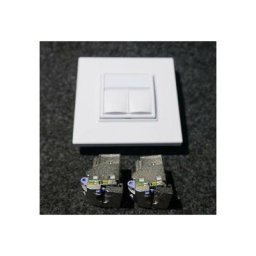Prise double RJ45 CAT6 ftp blanc polaire p-e complet avec support et plaque s-one altira schneider