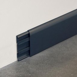 Mon Marché Déco - Plinthe Passe-Câble pvc 80 mm - Anthracite - à l'unité - 1 m - Décor