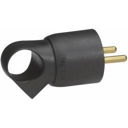 Legrand - Fiche plastique 2P+T 16A à anneau avec étiquette avec Gencod - noir