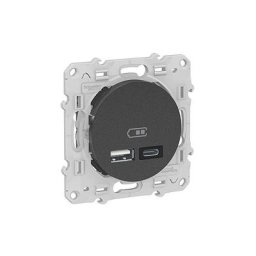 Schneider Electric - odace - prise usb double - type a+c - anthracite - 5 vcc - 2,4A - S540401