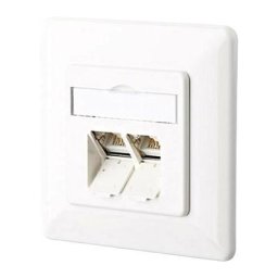 Prise réseau encastré insert avec plaque centrale et châssis cat 6 2 ports Metz Connect