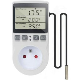 Prise Thermostat Regulateur de Température Numérique Chauffage Refroidissement avec Sonde, lcd