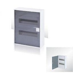 Coffret électrique apparent 26 modules 2 rangées avec porte Translucide et Borniers