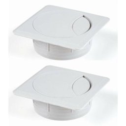 2x Passe câble carré 73 x 73mm encastrable diamètre 60mm Bureau Table Fil Cordon Prise Ordinateur
