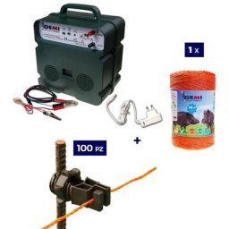 Kit Complet pour Clôture Électrique : 1 x Electrificateur B12 Double Alimentation 12 v / 220 v + 1x