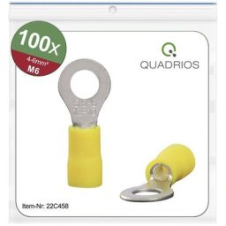 Quadrios - 22C458 Cosse à oeillet Section max.=6.0 mm² ø du trou=6.5 mm partiellement isolé jaune 1