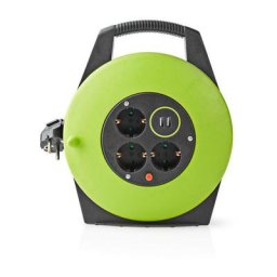 Enrouleur Rallonge Câble 2 Ports de Charge usb 3 Prises de Courant Prise de Terre - Vert - Nedis