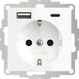 2U-449528 Prise à contact de protection avec sortie de charge usb, sécurité enfants, norme vde IP20