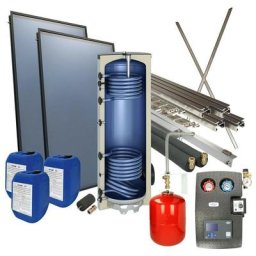Le Sanitaire - Set solaire 4plus p. toit plat vertical ballon solaire 300 litres 2 capteurs