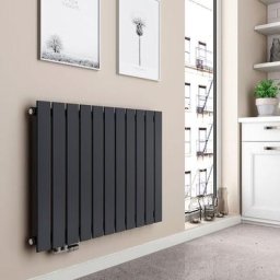 Emke - Radiateur eau chaude en acier Mural Anthracite 63x85cm 618W Simple Couche