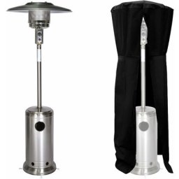 Parasol chauffant oslo - chauffage d'extérieur gaz - acier inox + housse - Gris