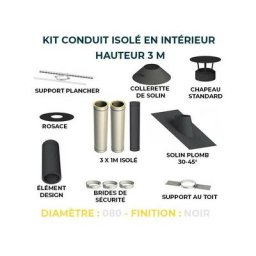 Kit conduit isole en interieur - 3 mètres 80 - Noir