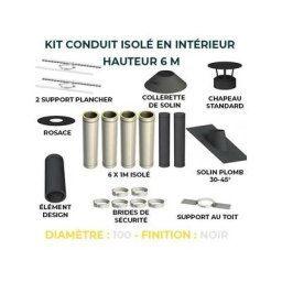 Kit conduit isole en interieur - 6 mètres 100 - Noir