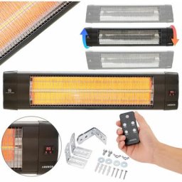 Radiateur infrarouge Chauffage radiant terrasse protection IP20 tube carbone murale 2500W - Noir