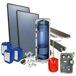 Le Sanitaire - Set solaire 4plus en version sur toit avec ballon solaire 300 l et 2 capteurs