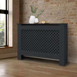 Cache-radiateur style maison de campagne habillage mdf anthracite 112x19x82 cm