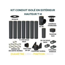 Kit conduit isole en exterieur - 7 mètres 200 - Noir