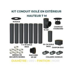 Kit conduit isole en exterieur - 7 mètres 80 - Noir