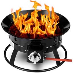 Brasero exterieur en gaz, braséro de jardin, pied ou encastrée, 12 kW, 50 x 29 cm, Noir Maxxgarden